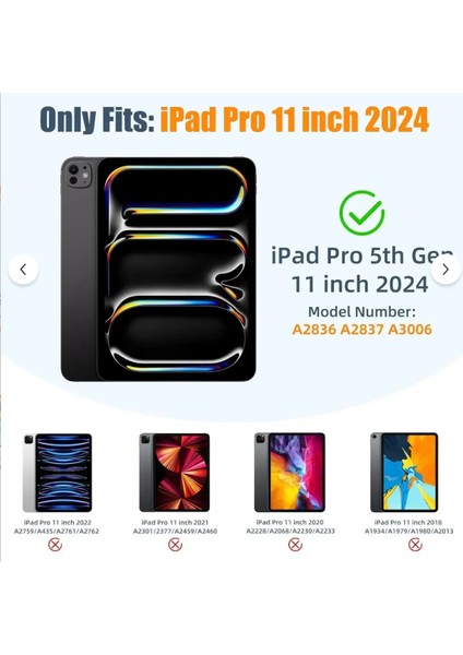 iPad Pro 11 Inç 2024 M4 Uyumlu Akıllı Kılıf – Kalem Şarj Bölmeli, Standlı, Arkası Silikon, Otomatik Uyku Modlu Tablet Case