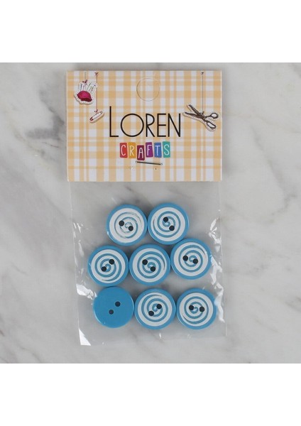 Loren Crafts Mavi 8 Li Yuvarlak Düğme - 453