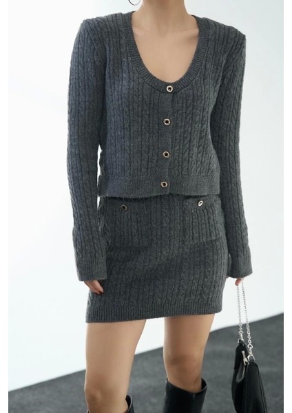 Saç Örgülü Etekli Takım - Antrasit fiyatları