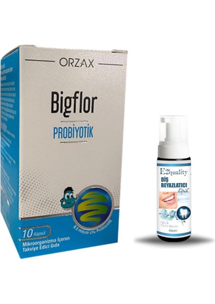 Orzax Bigflor Probiyotik Takviye Edici Gıda 10 Kapsül + Hediye Diş Beyazlatıcı Köpük