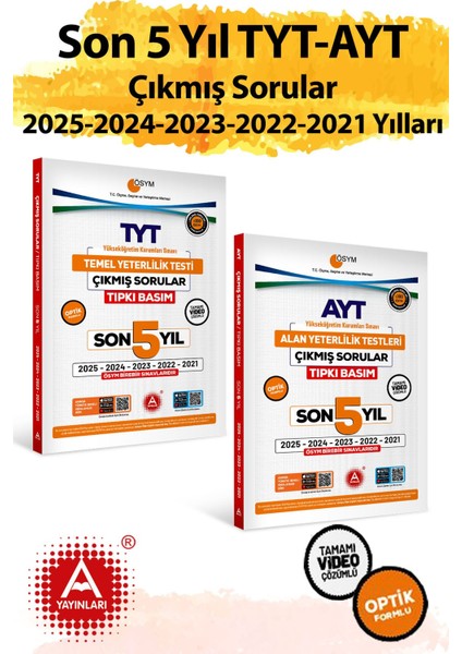 Son 5 Yıl Ayt ve Tyt Sınavları Ösym Çıkmış Sorular Tıpkı Basım 2026 Model