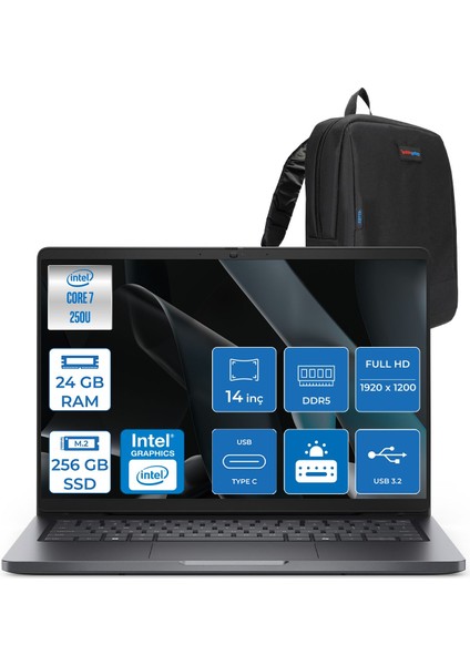 Pro 14 PC14250 Intel Core 7 250U 24GB Ddr5 256GB SSD 14 Fhd+ IPS (1920X1200) 300 Nits Freedos Taşınabilir Bilgisayar. PC14250C7325F01+ZETTAÇANTA