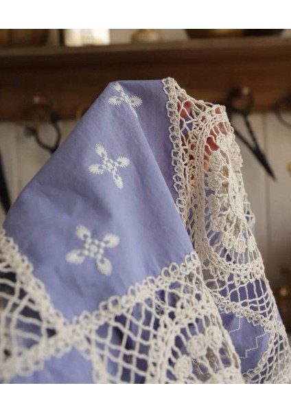 Pamuk Fisto Dantel Pecwork Desenlidir Mavi Renkte fiyatları