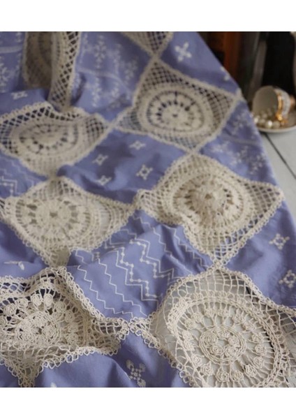 Pamuk Fisto Dantel Pecwork Desenlidir Mavi Renkte modelleri