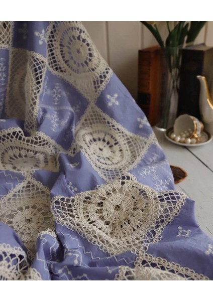 Pamuk Fisto Dantel Pecwork Desenlidir Mavi Renkte fırsatları