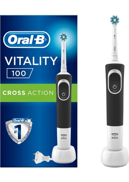 D-100 Vitality Cross Action Şarjlı Diş Fırçası Siyah