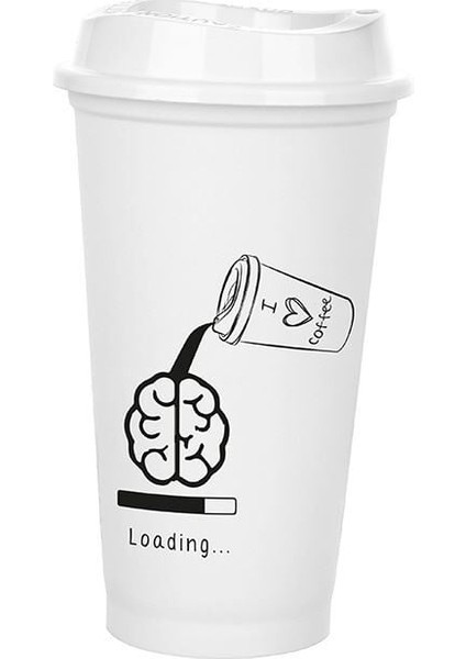 Kahve Bardağı - Kapaklı Beyaz 473 ml