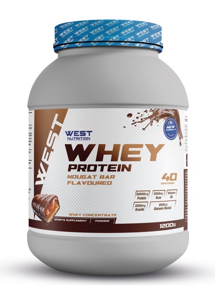 Whey Protein Tozu 1200 gr 40 Servis Nougat Bar Aromalı