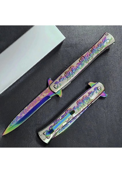 Tac Force Ti-Lite Gül Gravür Desenli Rainbow Görünümlü Çakı Gökkuşağı fiyatları