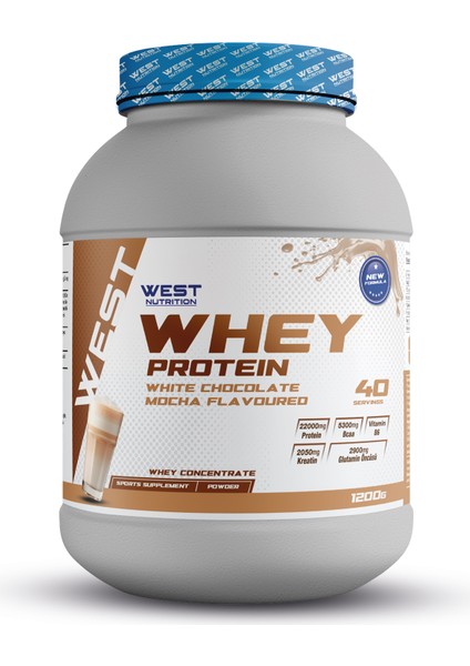 Whey Protein Tozu 1200 gr 40 Servis White Chocolate Mocha Aromalı