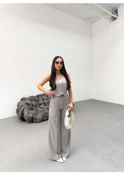 Toskana Çi̇zgi̇li̇ Kruvaze Yaka Tek Düğmeli̇ Yelek Pantolon Takim modelleri