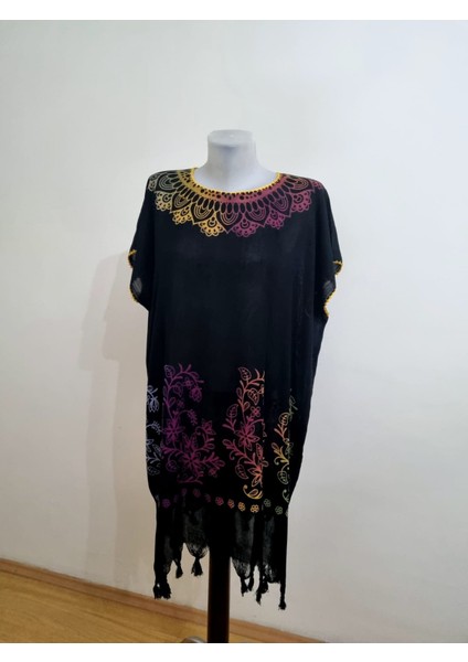 Etnik Desen Baskılı El Işi Pareo Tunik