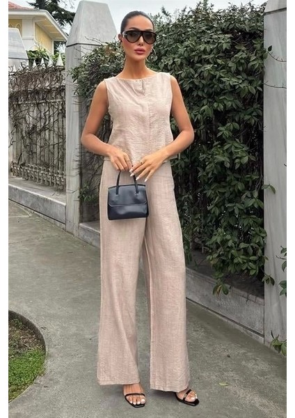 Sıfır Kollu Bluz Batik Desenli Pantolon Ikili Takım 10181-08 fiyatları