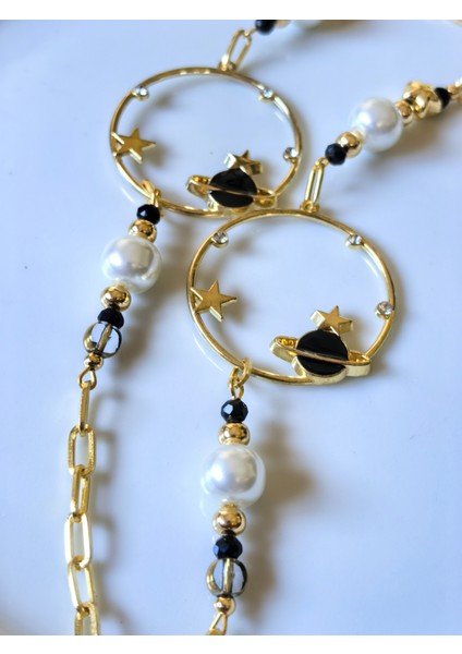 Gözlük Zinciri Altın Kaplama Zincirli Uzay Temalı Büyük Cam Incili Gözlük Zinciri fiyatları