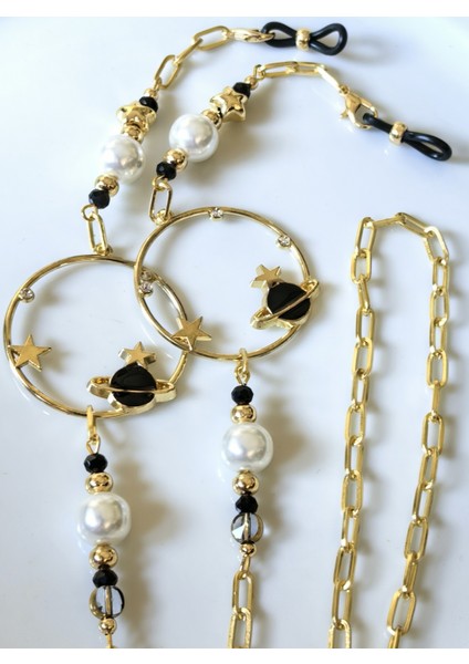 Gözlük Zinciri Altın Kaplama Zincirli Uzay Temalı Büyük Cam Incili Gözlük Zinciri fırsatları