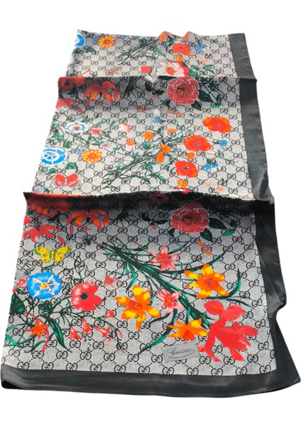 Vual Ipek Şal Çiçekli G Baskılı Siyah Gri fiyatları