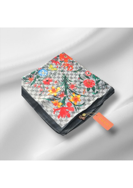 Vual Ipek Şal Çiçekli G Baskılı Siyah Gri modelleri