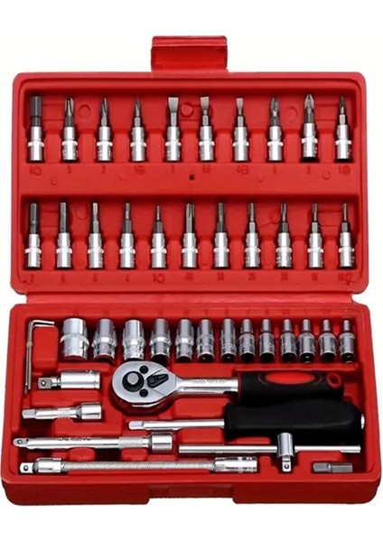 Cr-V Max 1/4 Cırcırlı 46 Parça Lokma Anahtar Takımı Bits Uç Seti Tam Set Germany Kolay ve Pratik