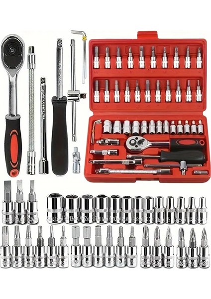 Cr-V Max 1/4 Cırcırlı 46 Parça Lokma Anahtar Takımı Bits Uç Seti Tam Set Germany Kolay ve Pratik fırsatları