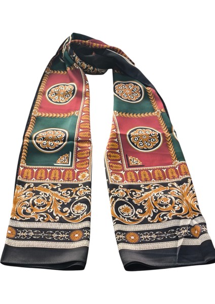 Vual Ipek Şal Siyah Yeşil Bordo