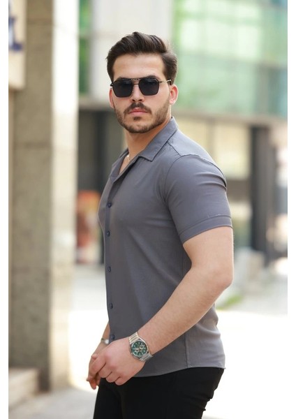 Erkek Apaj Yaka Kısa Kollu Gömlek fiyatları