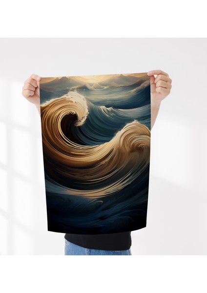 Çerçevesiz Poster Dalga Temalı, Dijital Baskı Dalga Temalı Poster, Ofis, Salon Dekorasyon