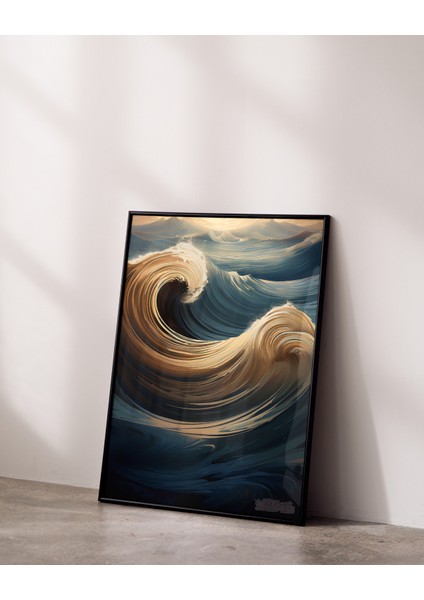 Çerçevesiz Poster Dalga Temalı, Dijital Baskı Dalga Temalı Poster, Ofis, Salon Dekorasyon