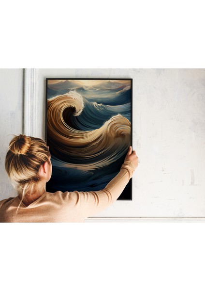 Çerçevesiz Poster Dalga Temalı, Dijital Baskı Dalga Temalı Poster, Ofis, Salon Dekorasyon