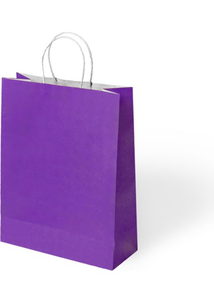 Büküm Saplı Kağıt Çanta Mor 18X8X24 24 Lü