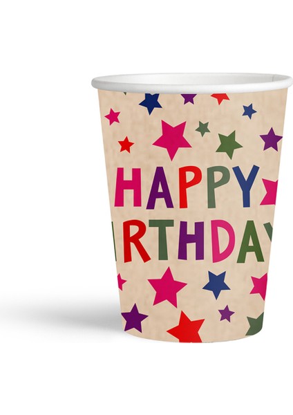 Karton Bardak 8oz 8'li -Kraft Stars-