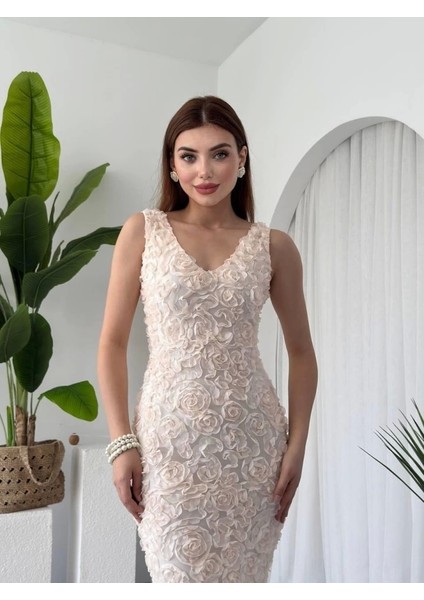 Kren Gül Detaylı Elbise modelleri