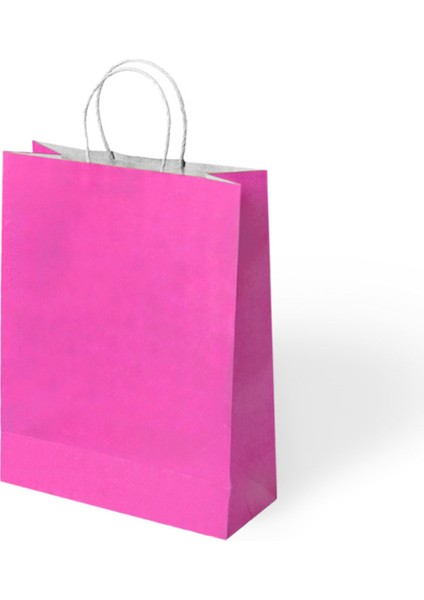 Büküm Saplı Kağıt Çanta Fuşya 25X12X31 24 Lü