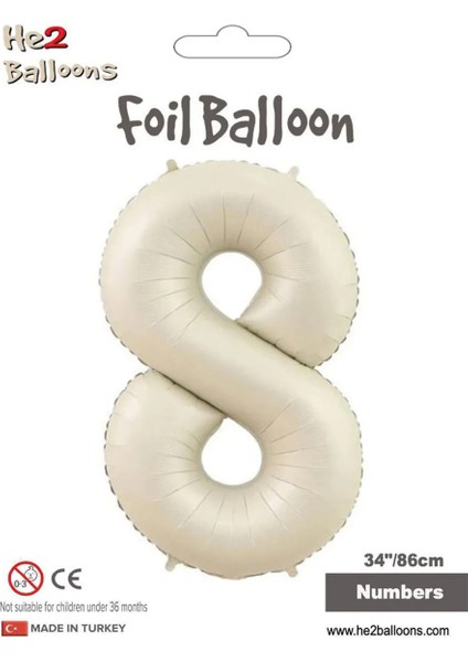 Rakam Folyo Balon 34''/ 86CM Krem -8-