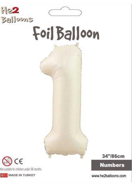 Rakam Folyo Balon 34''/ 86CM Krem -1-