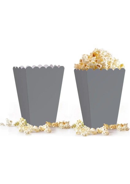Popcorn Kutusu 8li -Düz Gümüş-