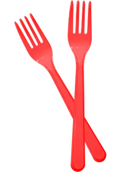 Tek Kullanımlık Plastik Çatal 24LÜ -Kırmızı-