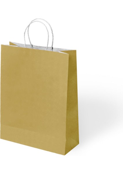Büküm Saplı Kağıt Çanta Altın 18X8X24 24 Lü