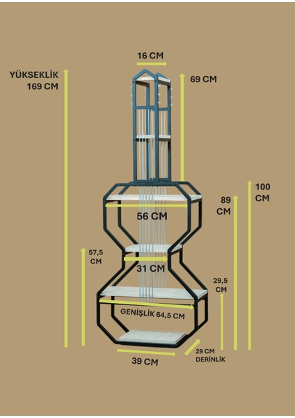 Dekoratif Siyah Metal Kitaplık Beyaz Ahşap Raflı Gitar Ünite Çok Amaçlı Salon Ofis Düzenleyici indirimleri