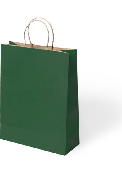 Büküm Saplı Kağıt Çanta Yeşil 25X12X31 24 Lü
