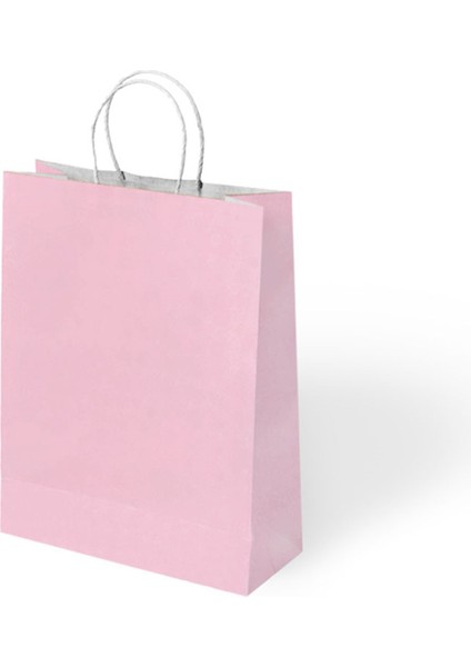 Büküm Saplı Kağıt Çanta Pembe 18X8X24 24 Lü