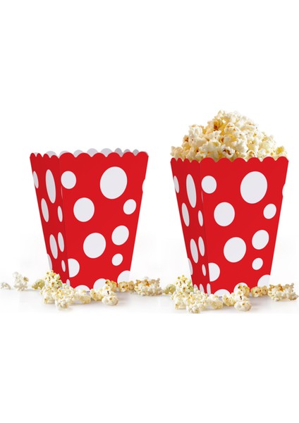 Popcorn Kutusu 8'li -Puanlı Kırmızı-