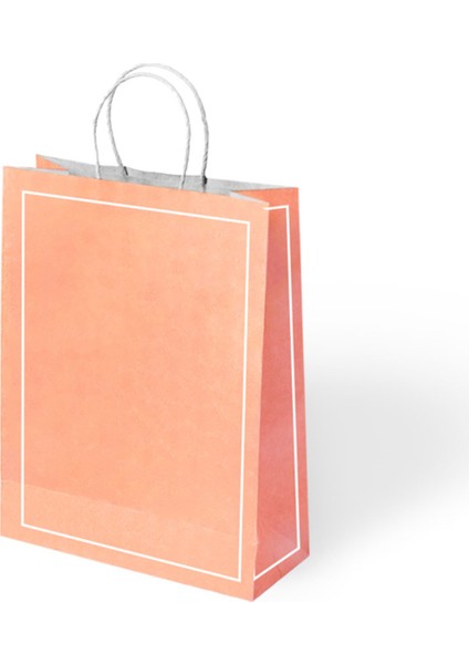 Büküm Saplı Kağıt Çanta Makaron Turuncu 25X12X31 24 Lü