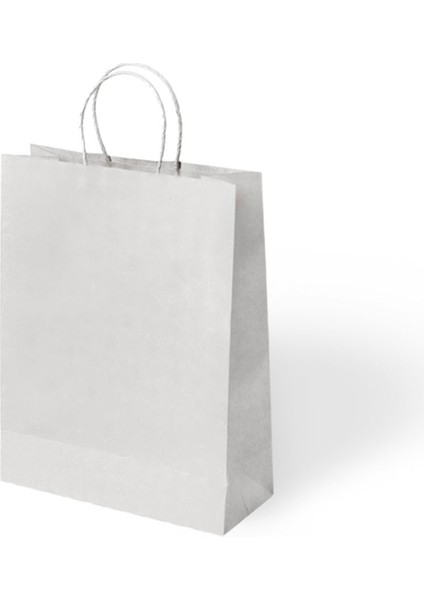 Büküm Saplı Kağıt Çanta Beyaz 25X12X31 24 Lü