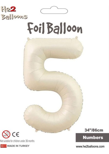 Rakam Folyo Balon 34''/ 86CM Krem -5-