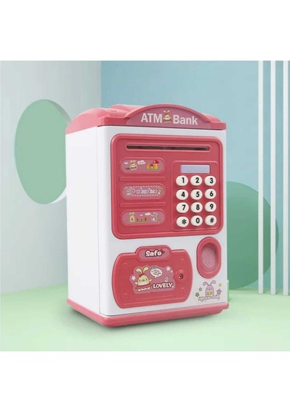 Parmaz Izi Okutmalı Pilli Atm Kumbara Pembe