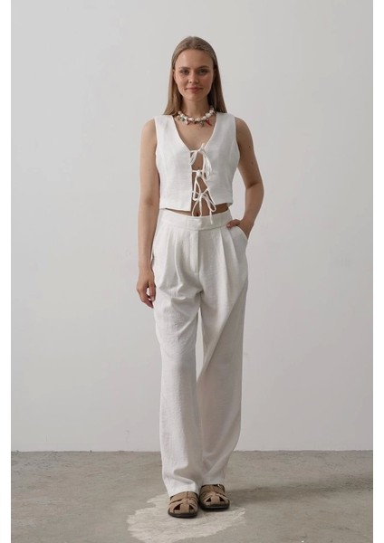 Bağlamalı Yelek - Beyaz