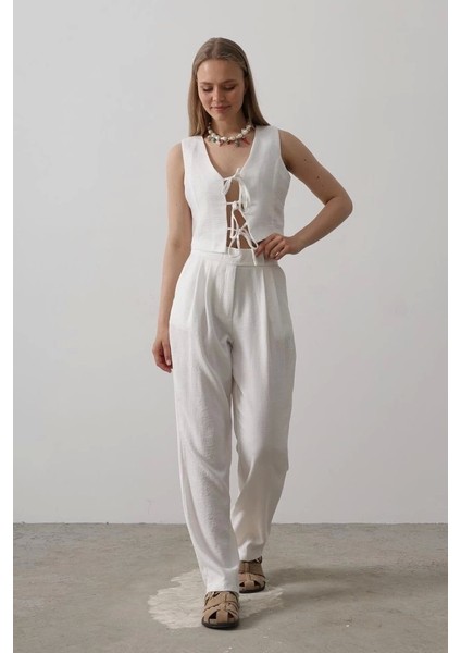 Bağlamalı Yelek - Beyaz fiyatları