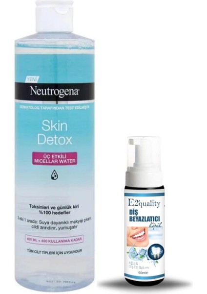 Skin Detox Üç Etkili Micellar Water 400 ml + Hediye Diş Beyazlatıcı Köpük