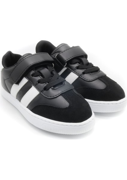RAMBA DERİ GÖRÜNÜMLÜ MESH ASTARLI ÇOCUK SNEAKER - SİYAH - 4001 - 28
