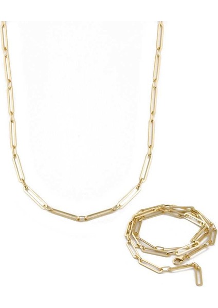 Bakla Zincir Gümüş Kolye Gold